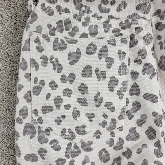 Abercrombie & Fitch Womens Mom Jeans 2 White Gray Leopard Raw Hem Slim Fit Denim - Picture 8 of 12